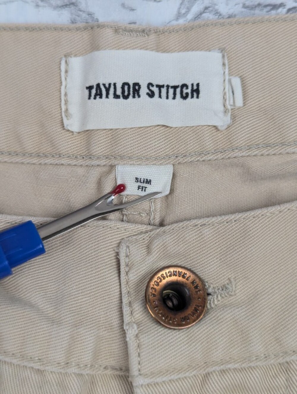 Taylor Stitch The Slim Foundation Pant in Organic Khaki - Size 33 - Picture 6 of 14